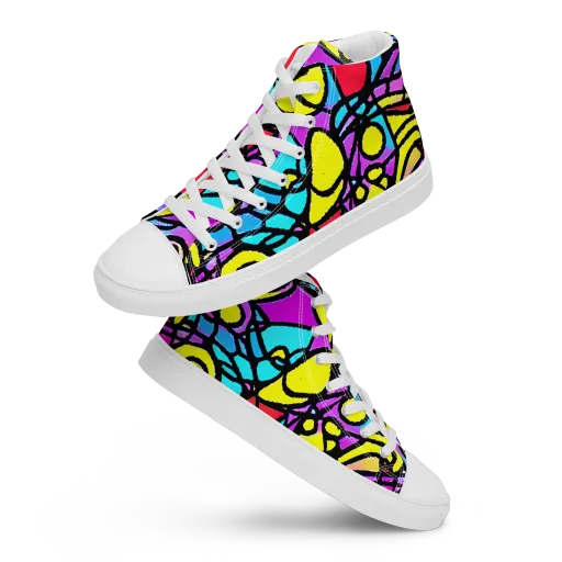 Radiant Chaos on a Men's High Top Canvas Shoes