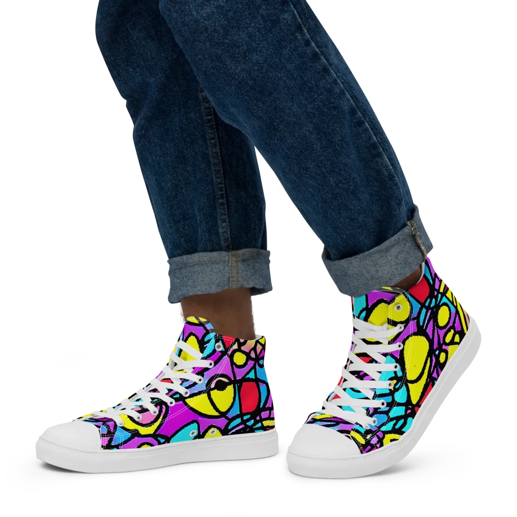Radiant Chaos on Men's High Top Canvas Shoes — Left