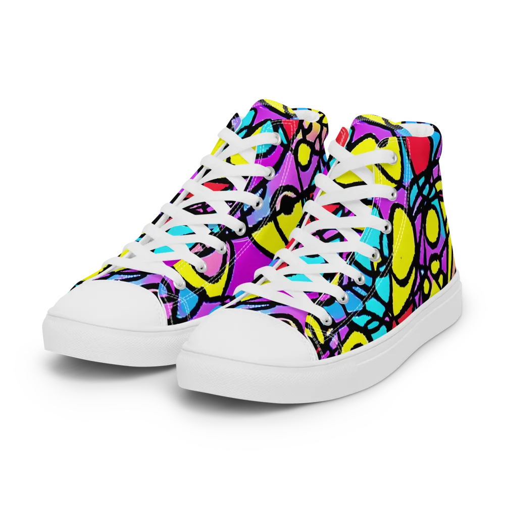 Radiant Chaos on Women's High Top Canvas Shoes — Left Front