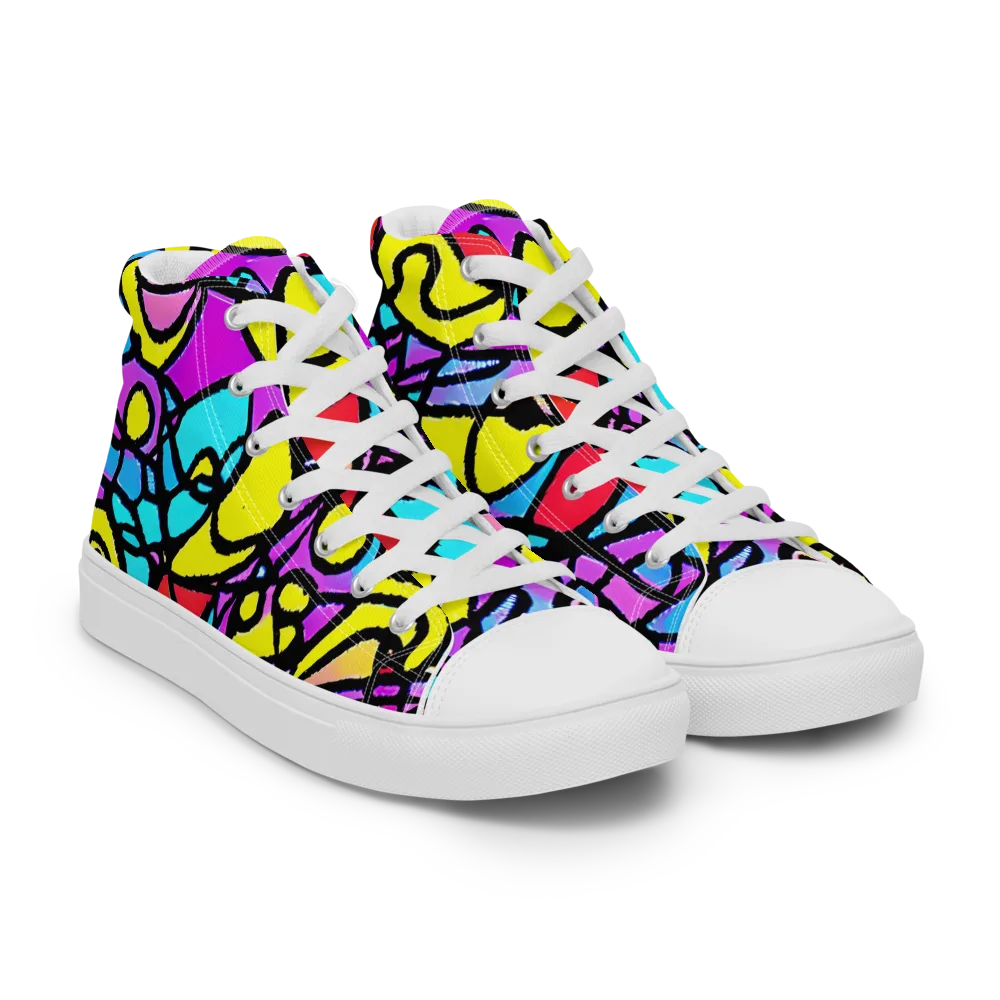 Radiant Chaos on Women's High Top Canvas Shoes — Right Front