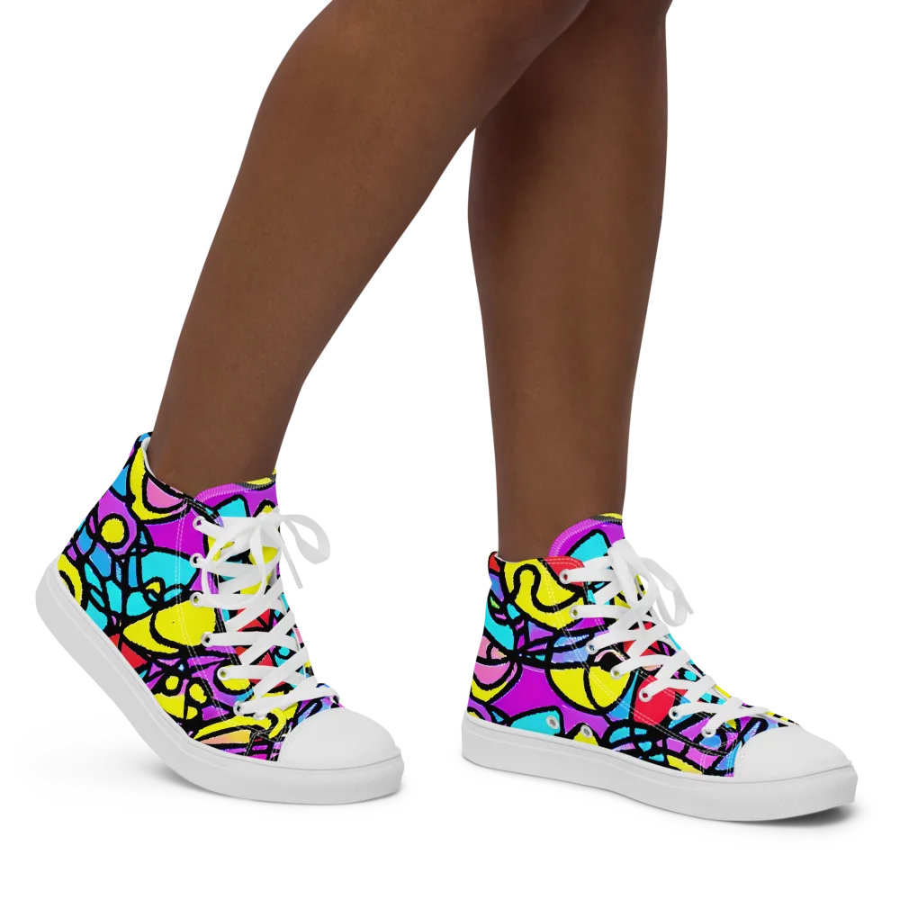 Radiant Chaos on Women's High Top Canvas Shoes — Right