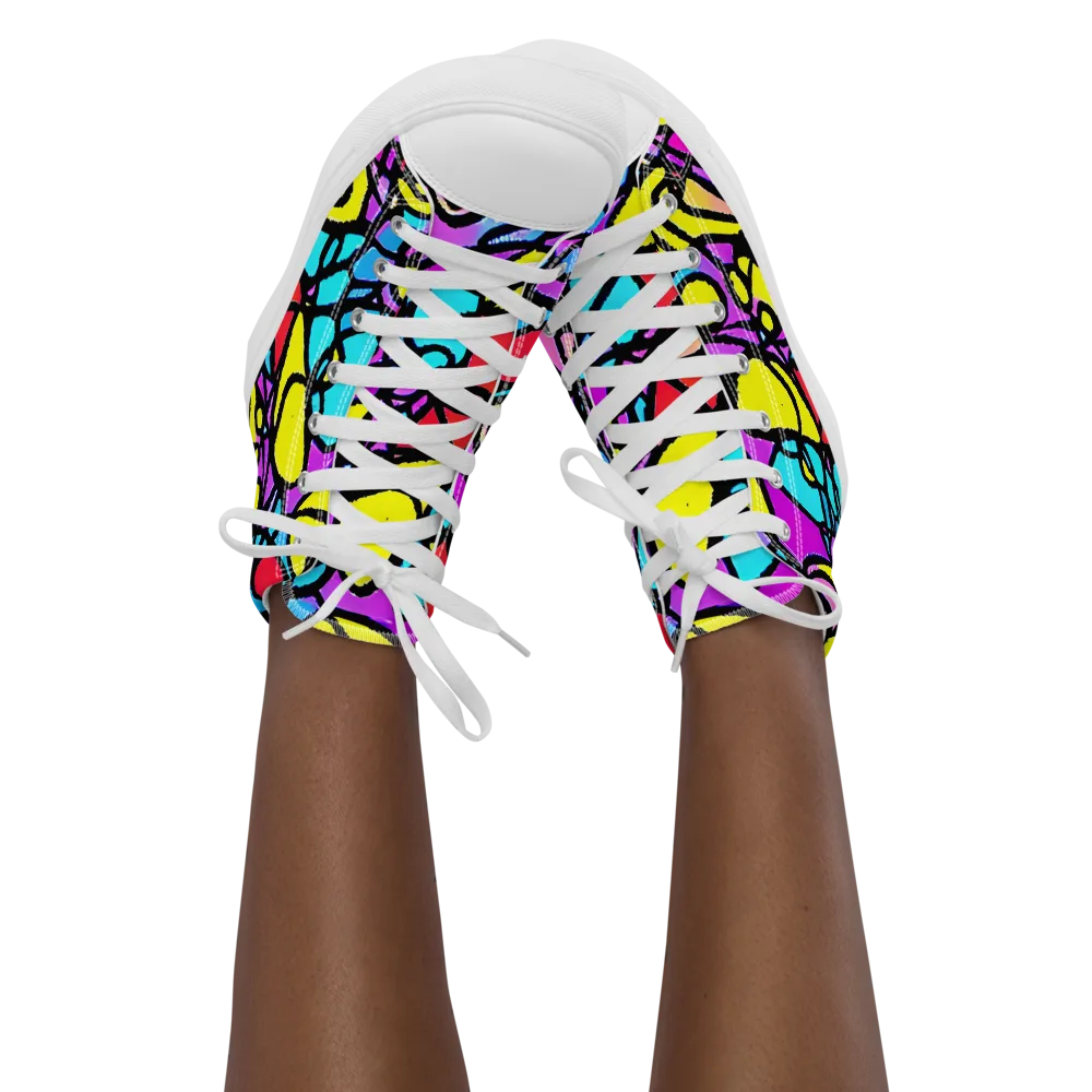Radiant Chaos on Women's High Top Canvas Shoes — Front