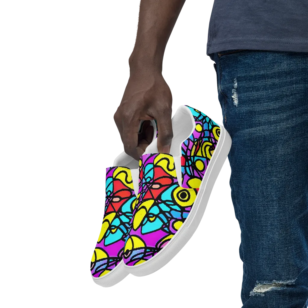 Radiant Chaos on Men's Slip-On Canvas Shoes — Left Front