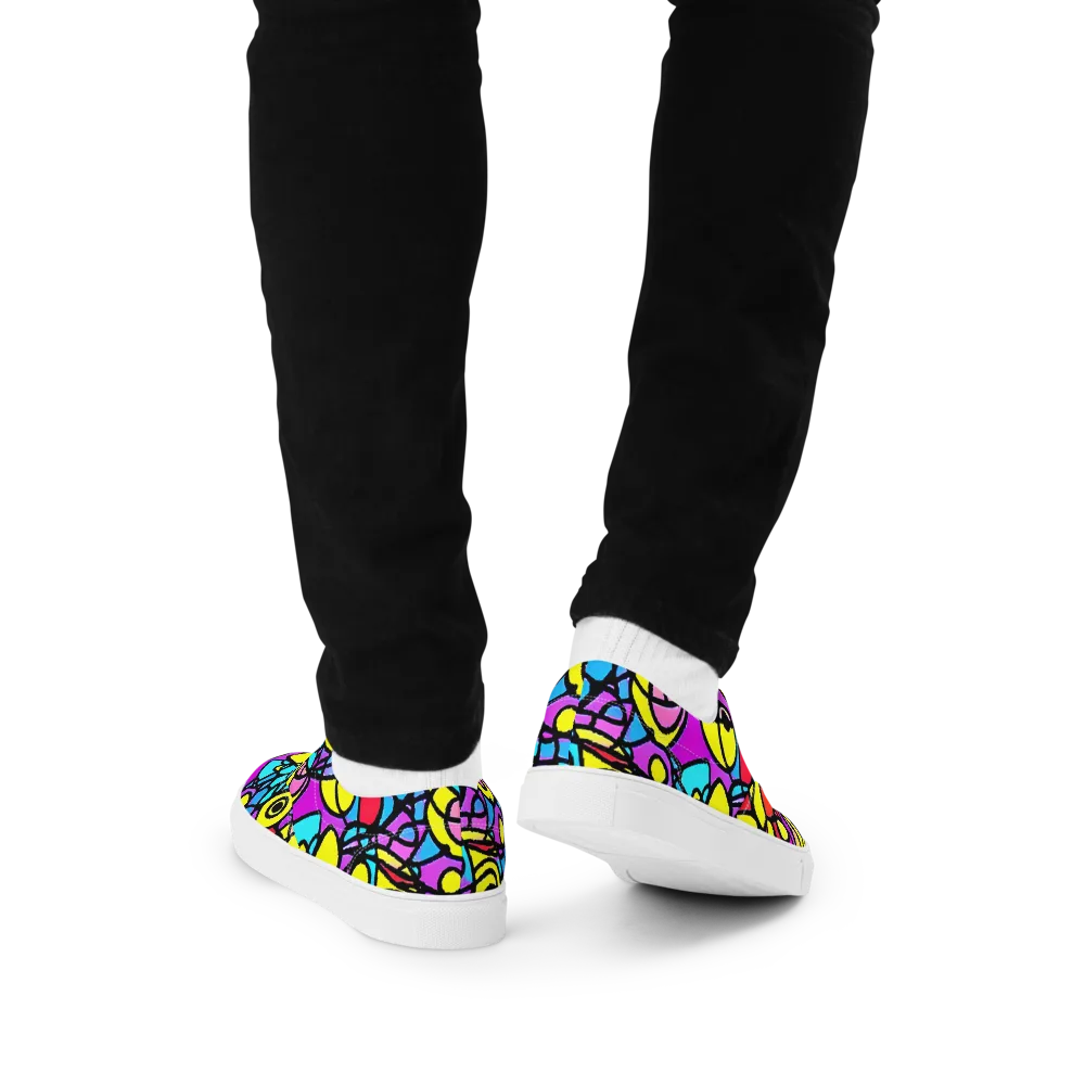 Radiant Chaos on Men's Lace-Up Canvas Shoes — Back