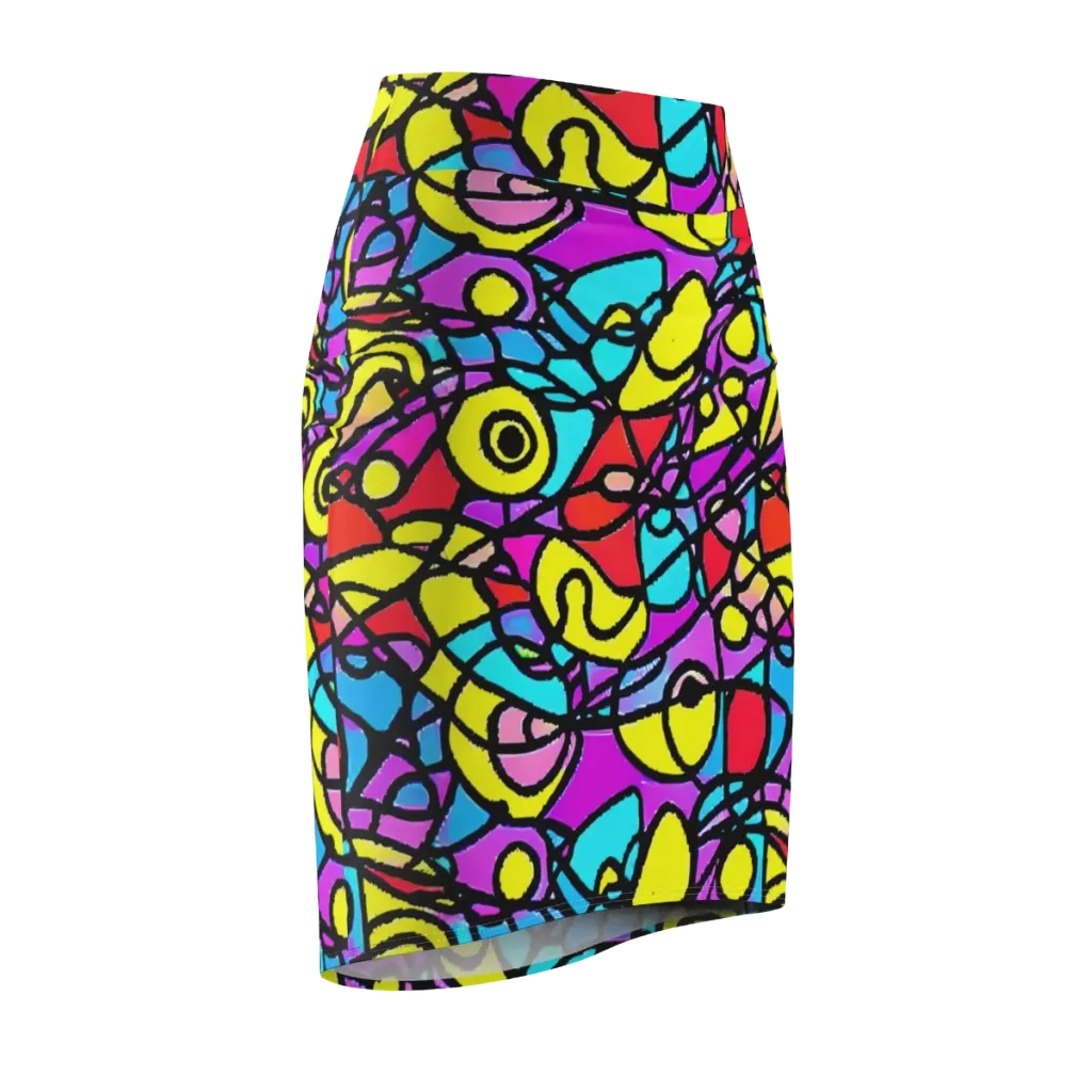 Radiant Chaos on Pencil Skirt — Front Side