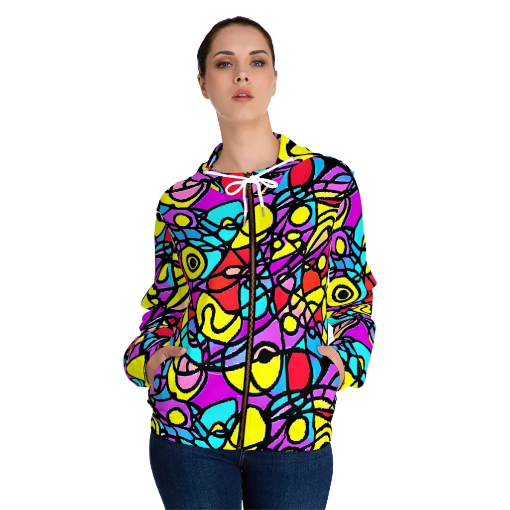 Radiant Chaos on Women's Full-Zip Hoodie — Front On Person