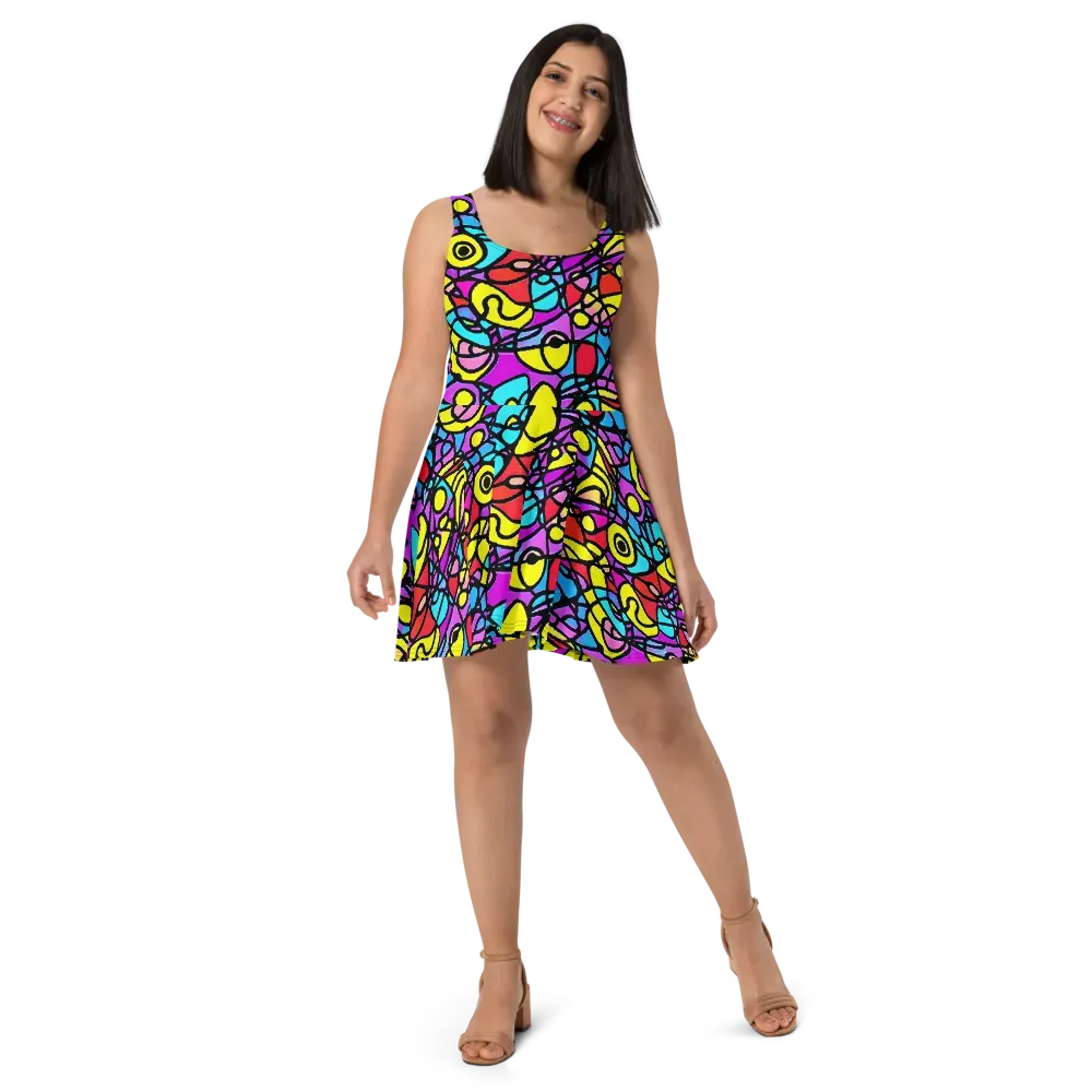 Radiant Chaos on Skater Dress — Front