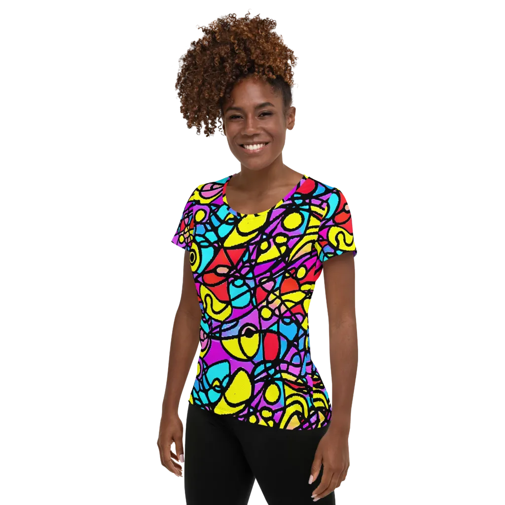 Radiant Chaos on Women's Athletic T-Shirt — Left