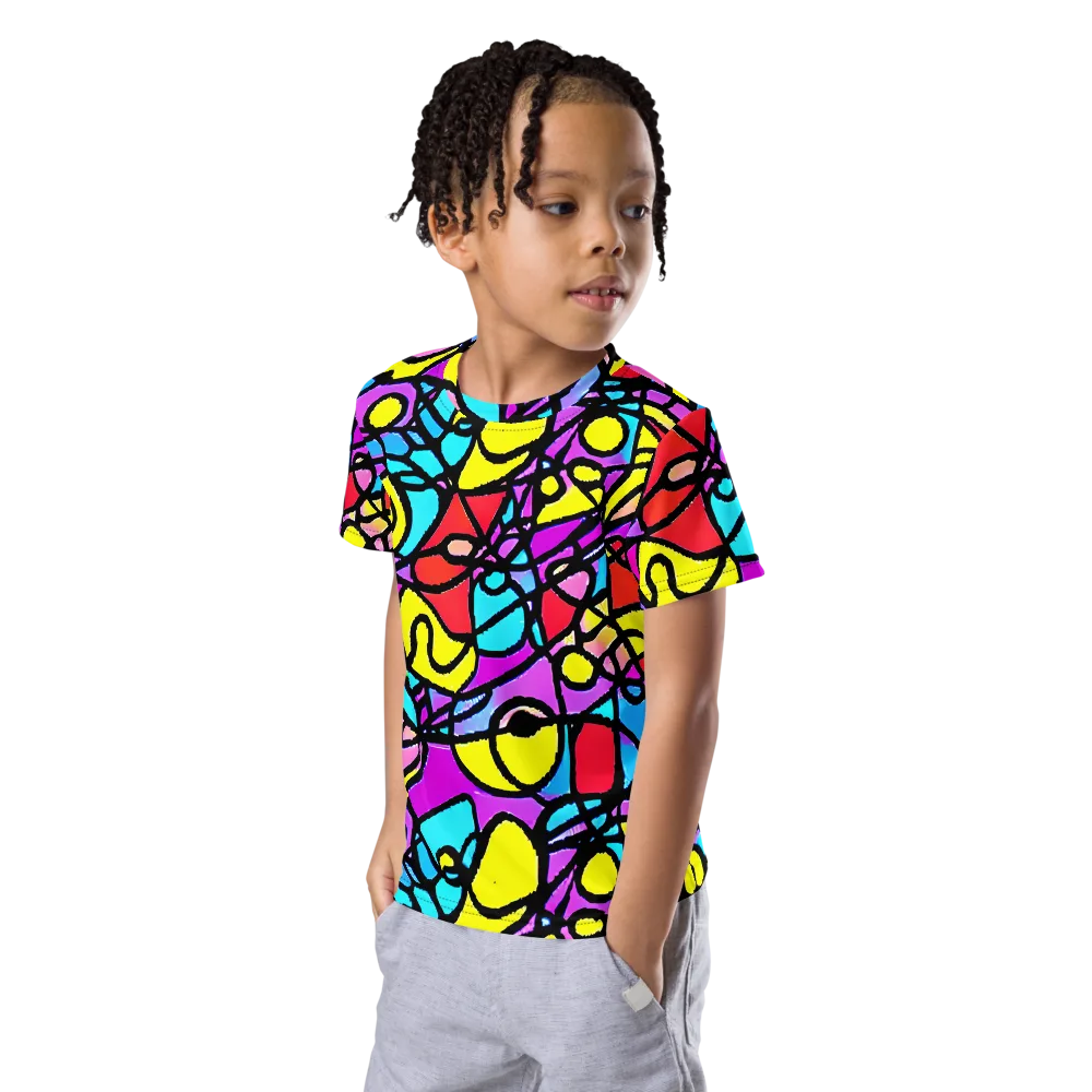 Radiant Chaos on Kids Crew Neck T-Shirt — Left Front