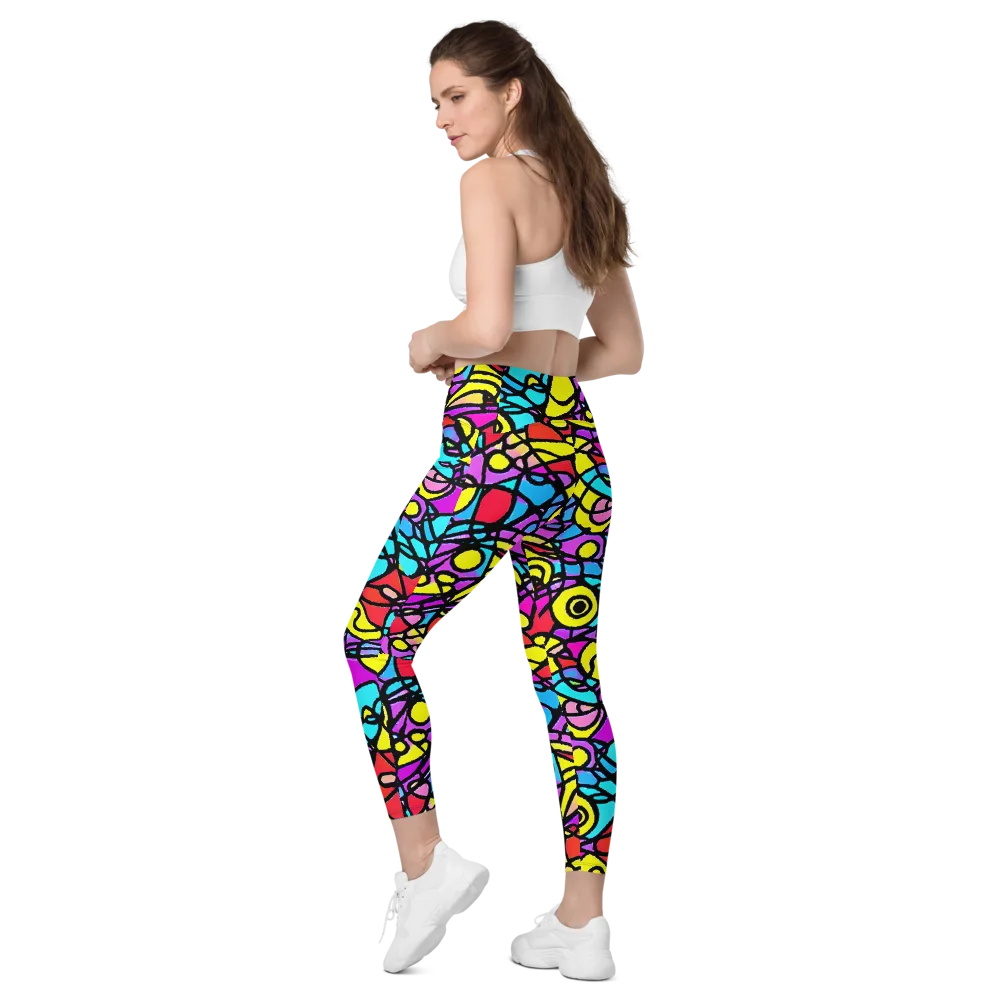 Radiant Chaos on Leggings with Pockets — Left Back