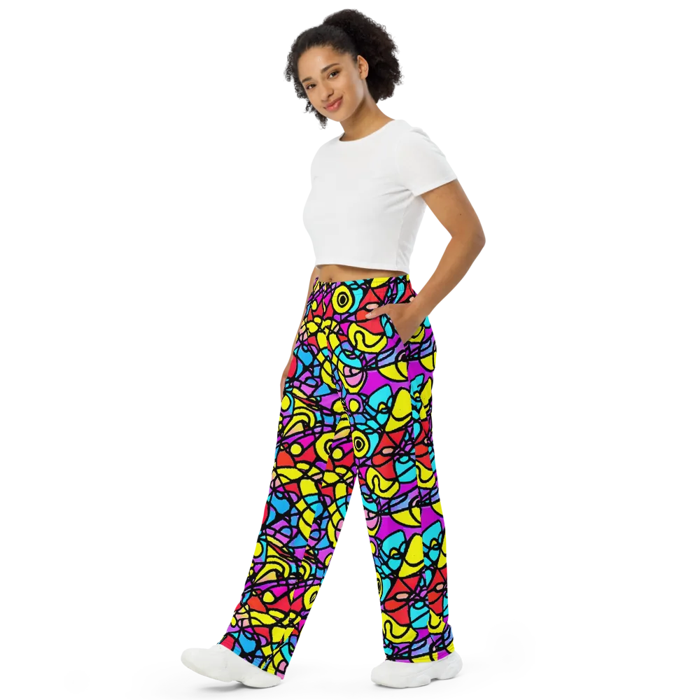 Radiant Chaos on Wide-Leg Pants — Left Front