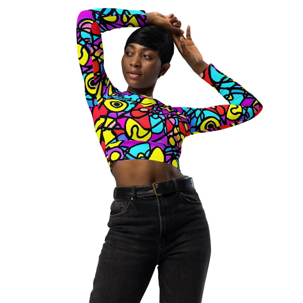 Radiant Chaos on Long Sleeve Crop Top — Front