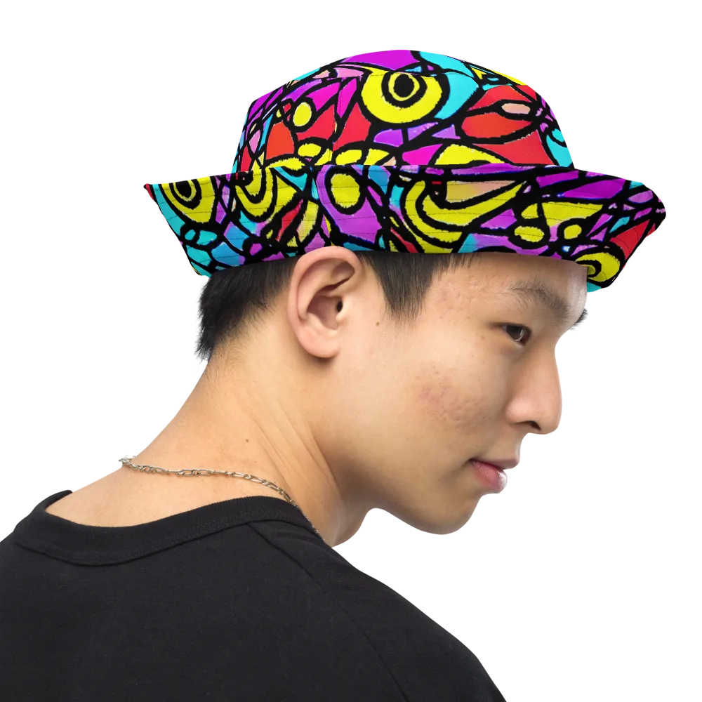 Radiant Chaos on Reversible Bucket Hat — Right Outside