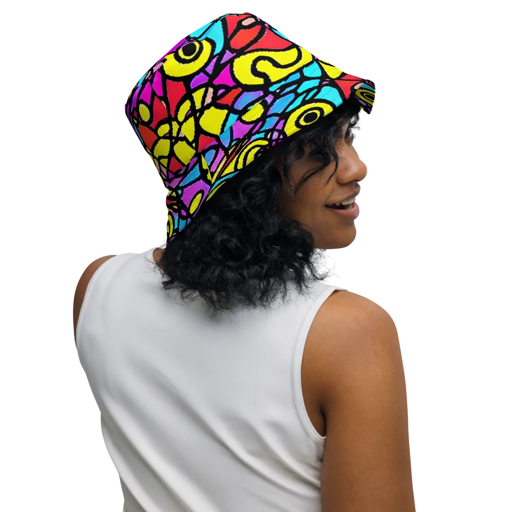 Radiant Chaos on Reversible Bucket Hat — Right Outside