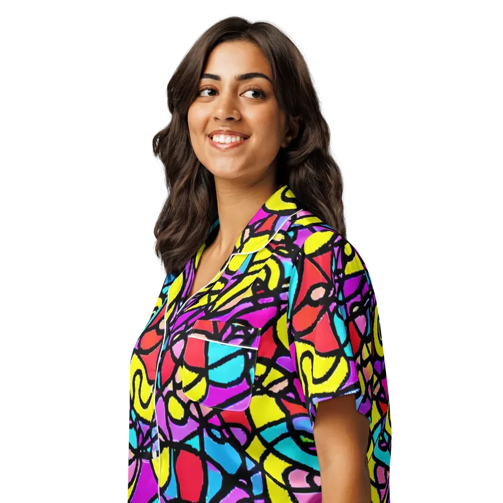 Radiant Chaos on Women's Short Sleeve Pajama Top — Left Front
