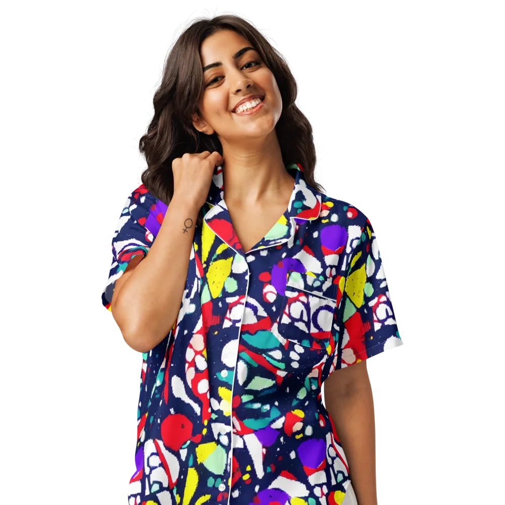 Prism Rumble on Women's Short Sleeve Pajama Top — Front