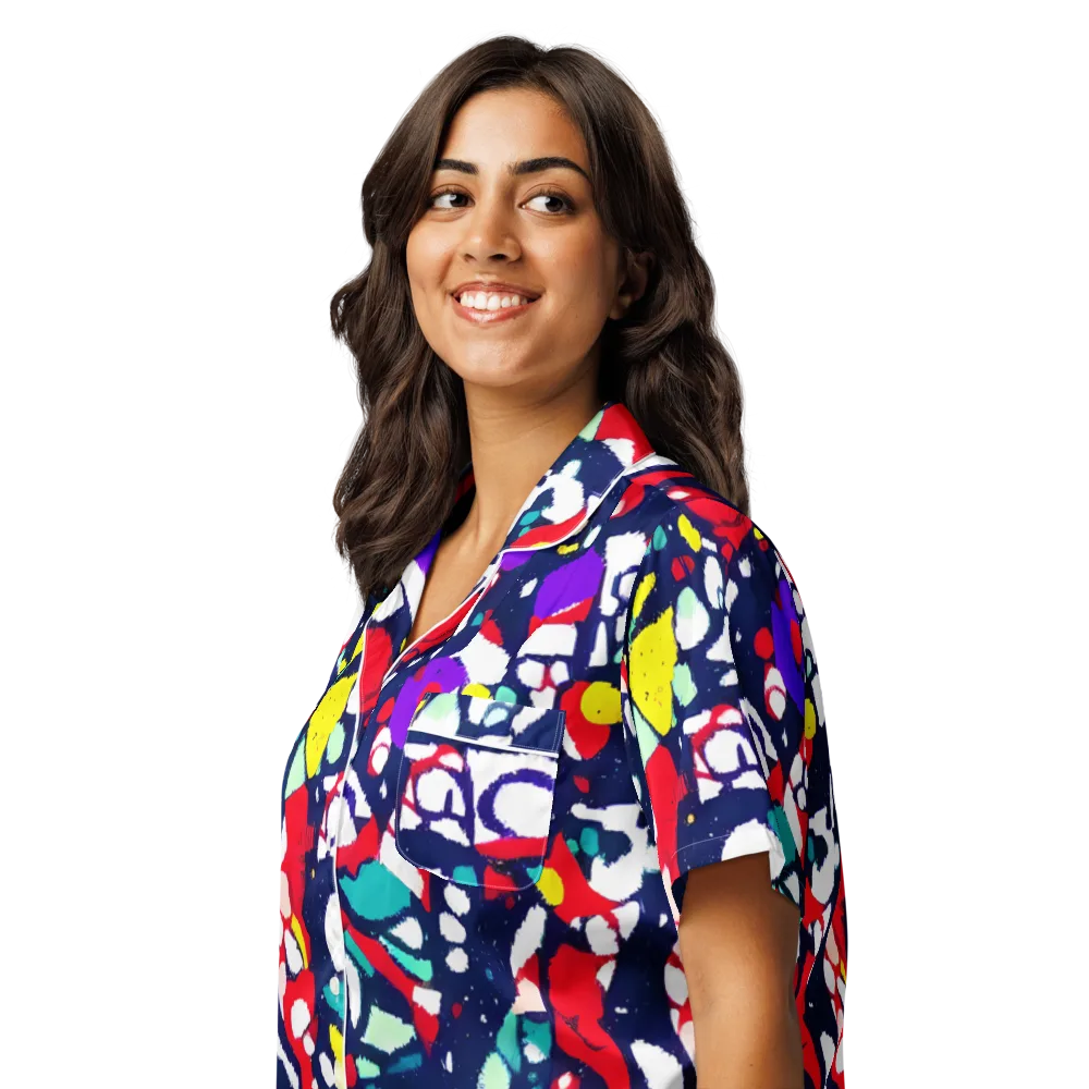 Prism Rumble on Women's Short Sleeve Pajama Top — Left Front