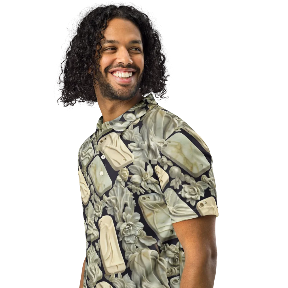 Ivory Icon on Men's Slim Fit Polo Shirt — Left Front