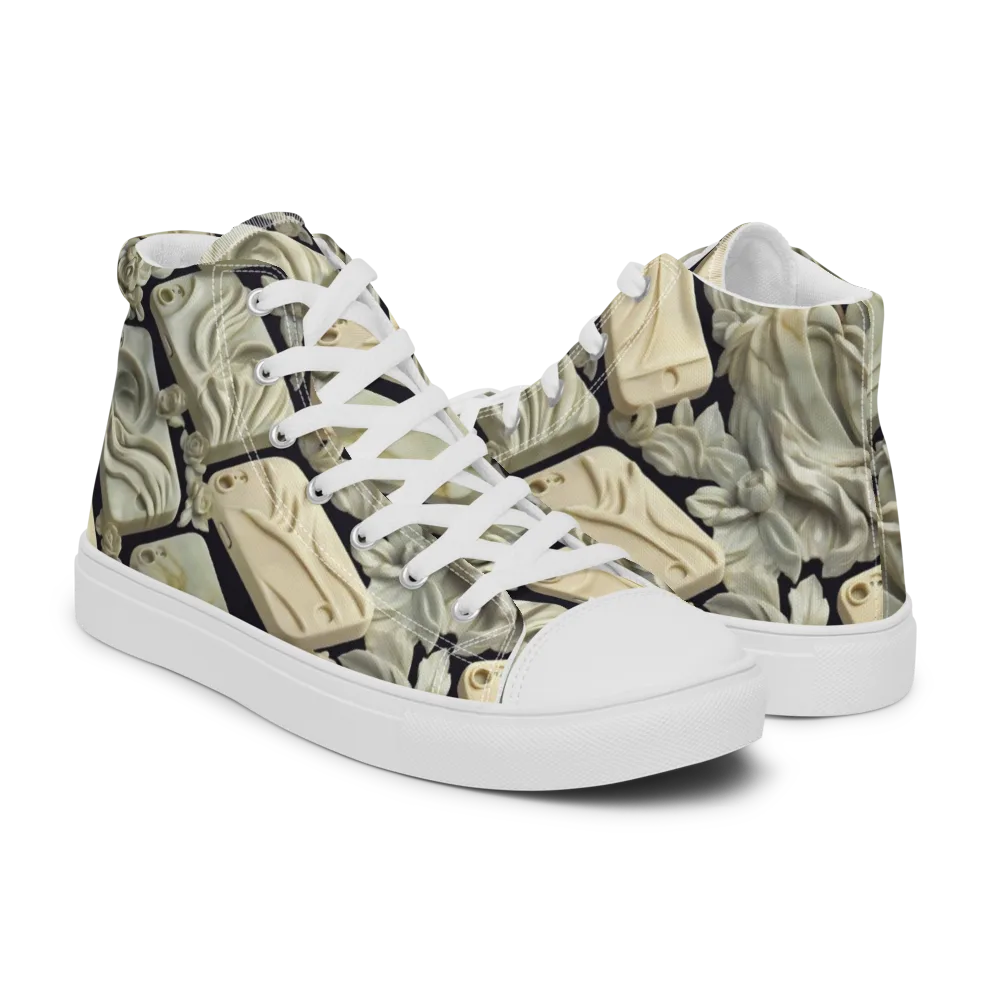Ivory Icon on Men's High Top Canvas Shoes — Right
