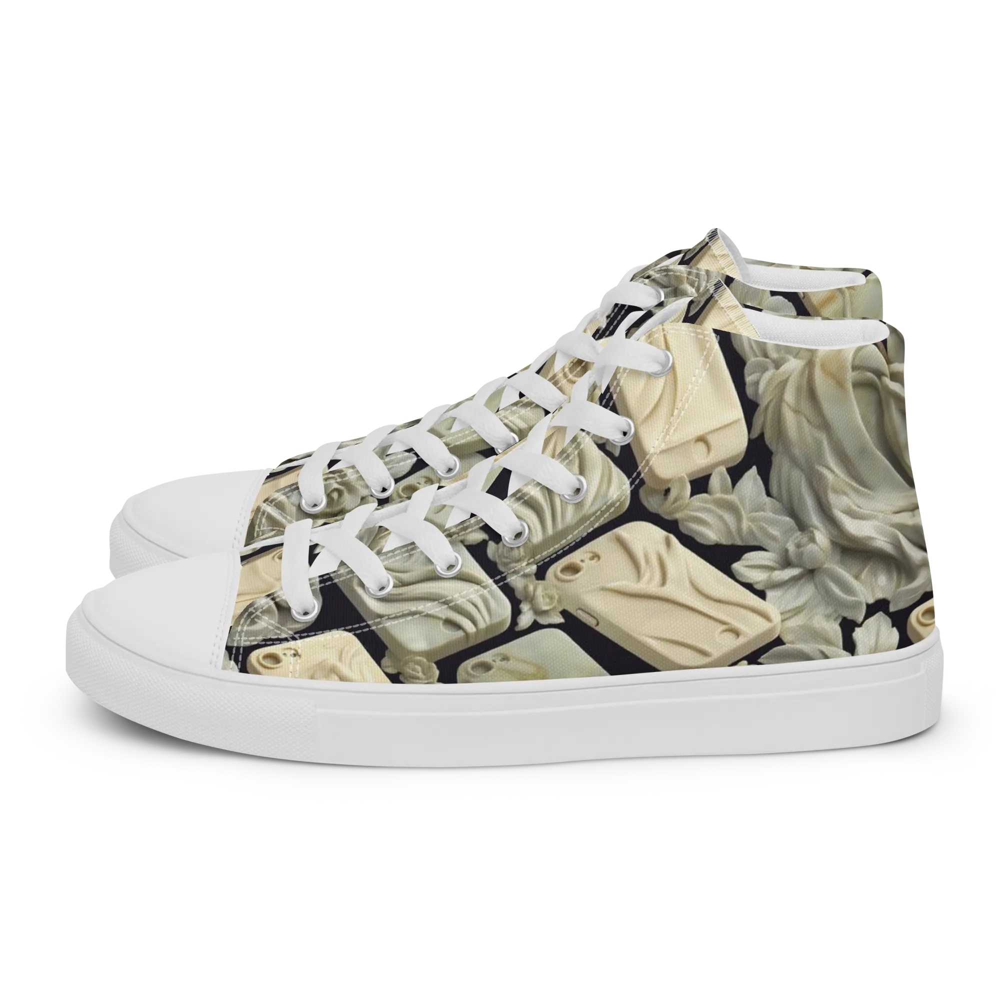Ivory Icon on Women's High Top Canvas Shoes — Left