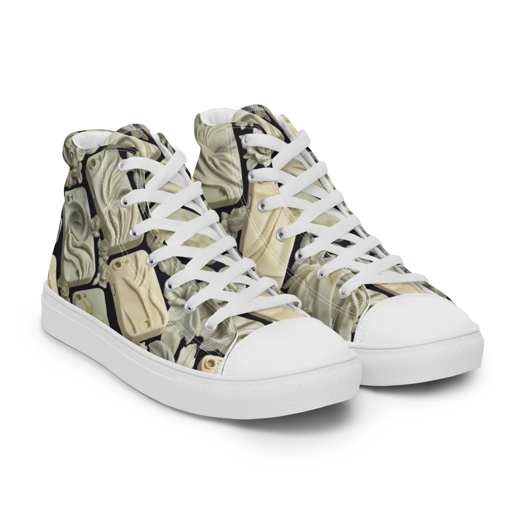 Ivory Icon on Women's High Top Canvas Shoes — Right Front