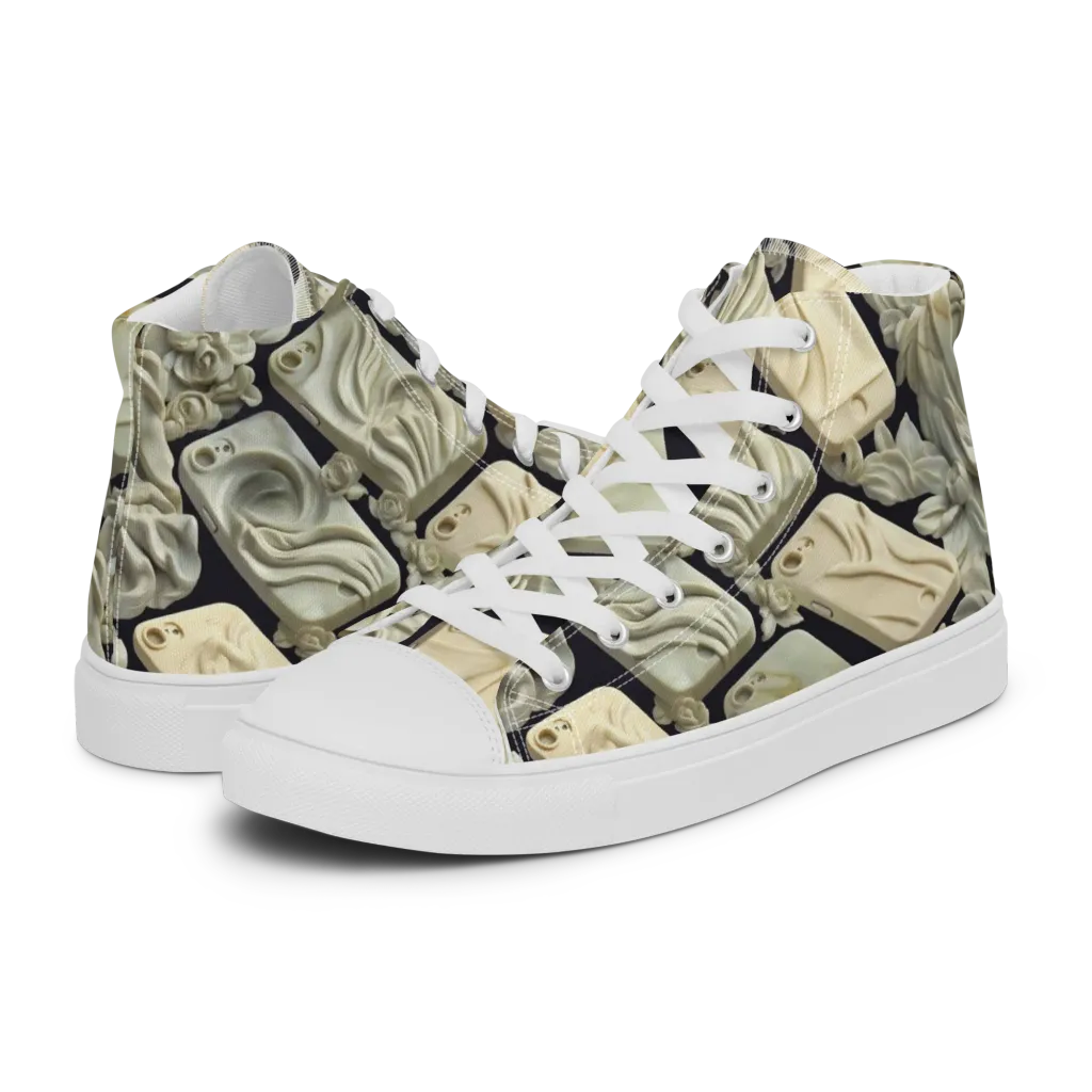 Ivory Icon on Women's High Top Canvas Shoes — Left