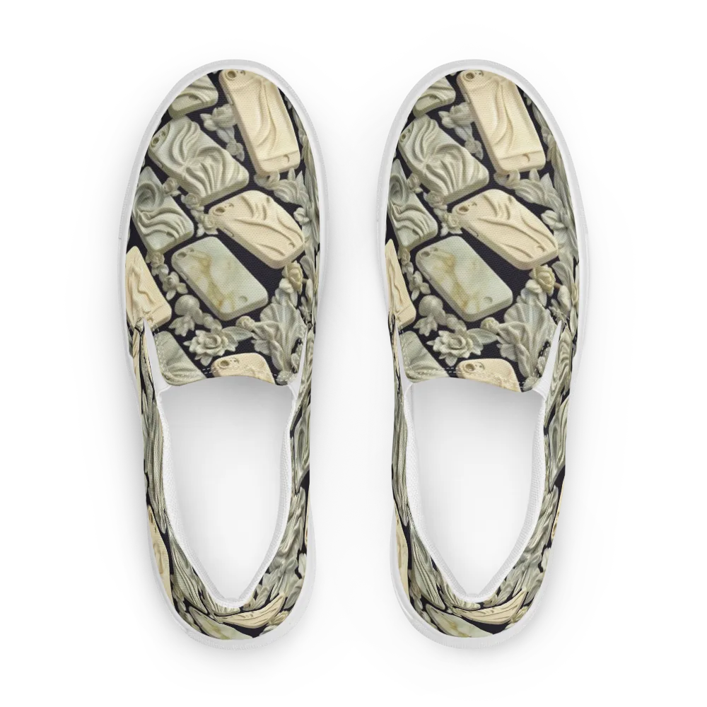 Ivory Icon on Men's Slip-On Canvas Shoes — Front