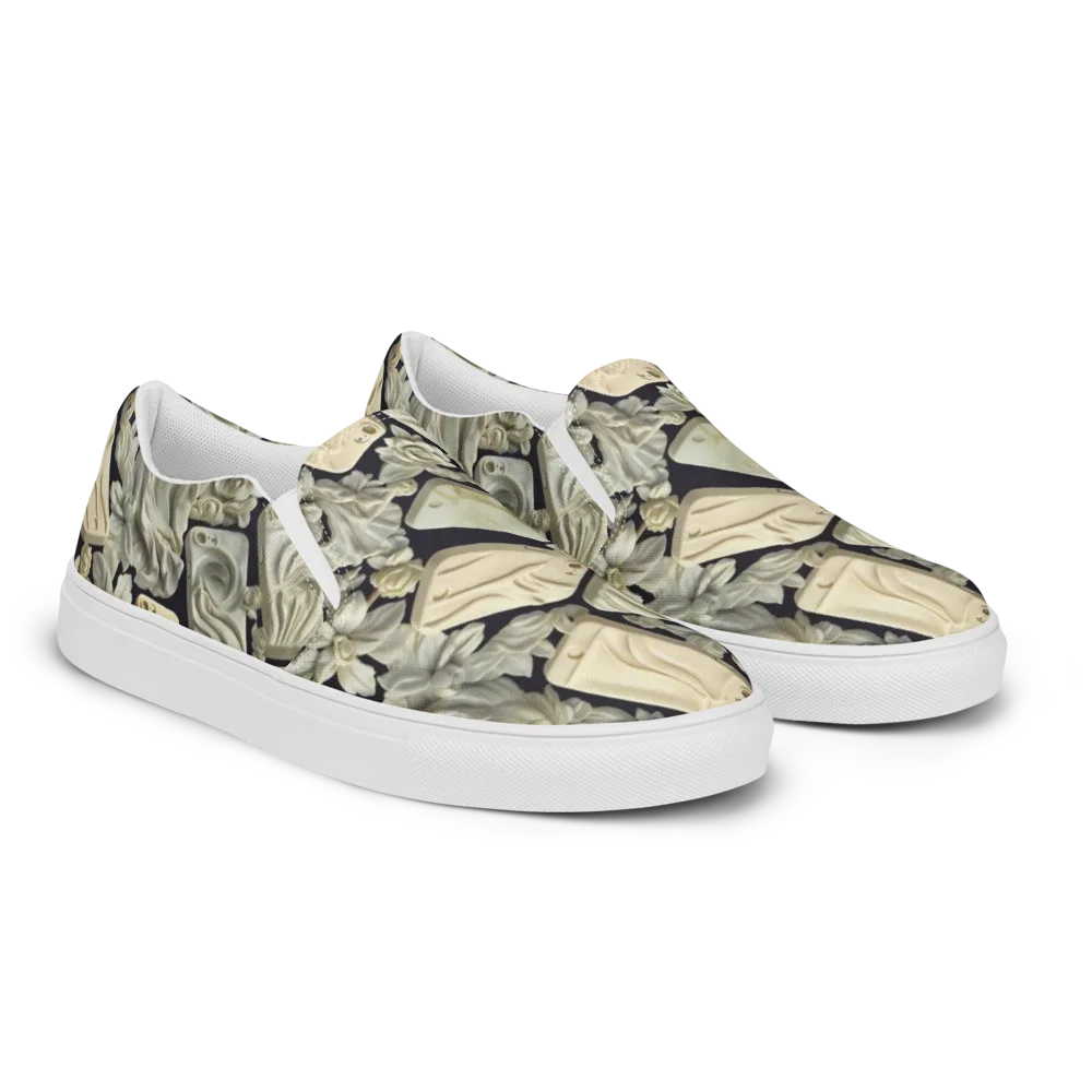 Ivory Icon on Men's Slip-On Canvas Shoes — Right Front