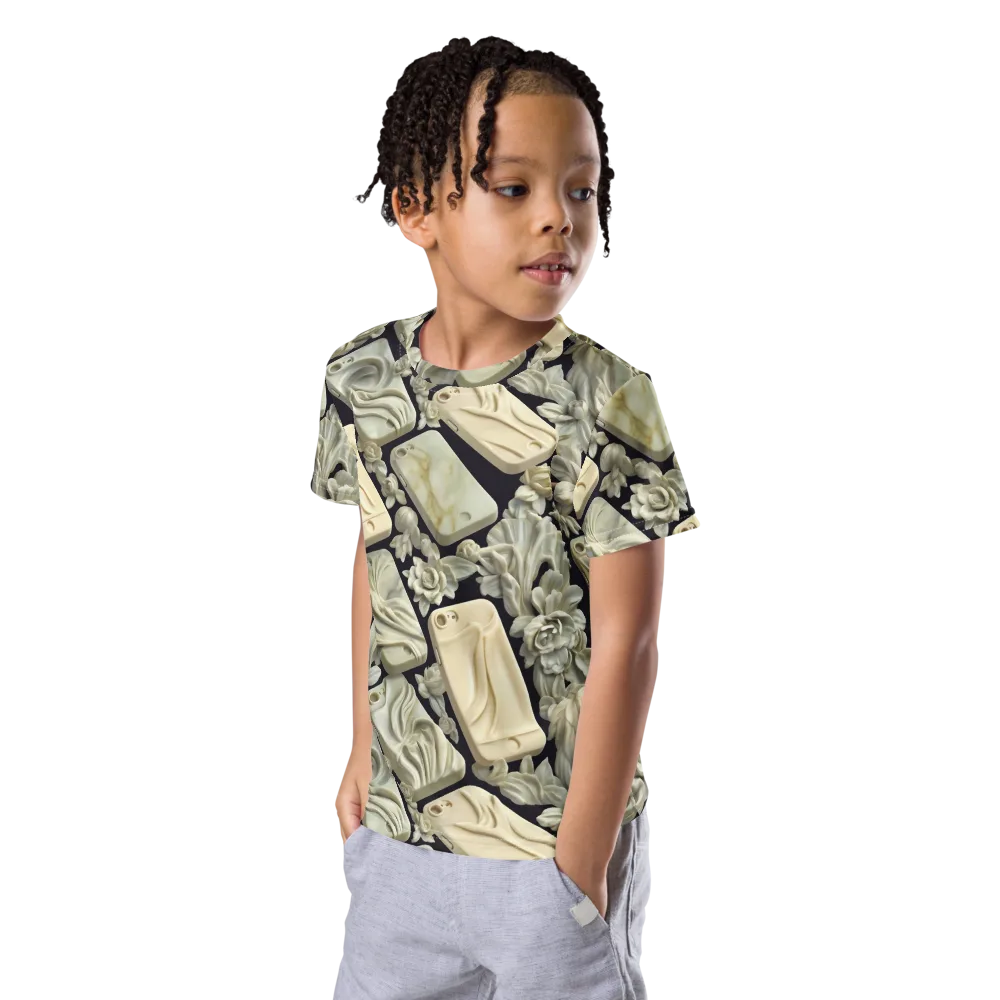Ivory Icon on Kids Crew Neck T-Shirt — Left Front