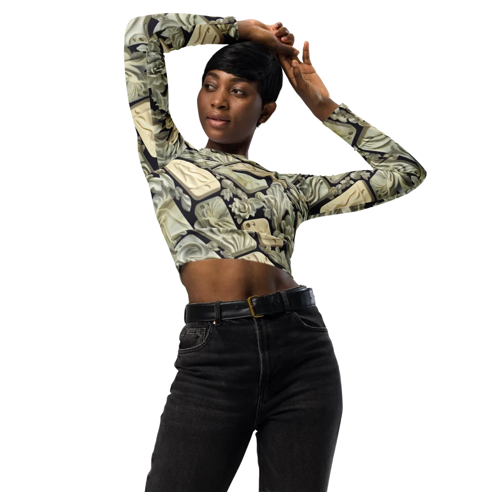 Ivory Icon on Long Sleeve Crop Top — Front