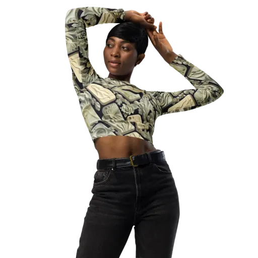 Ivory Icon on a Long Sleeve Crop Top
