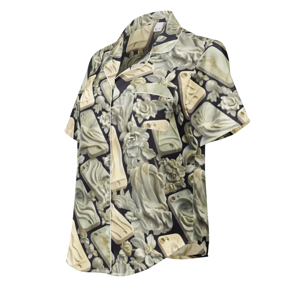 Ivory Icon on Women's Short Sleeve Pajama Top — Left Front