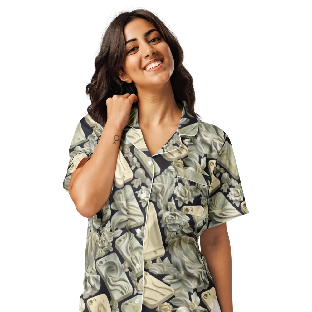 Ivory Icon on Women's Short Sleeve Pajama Top — Front