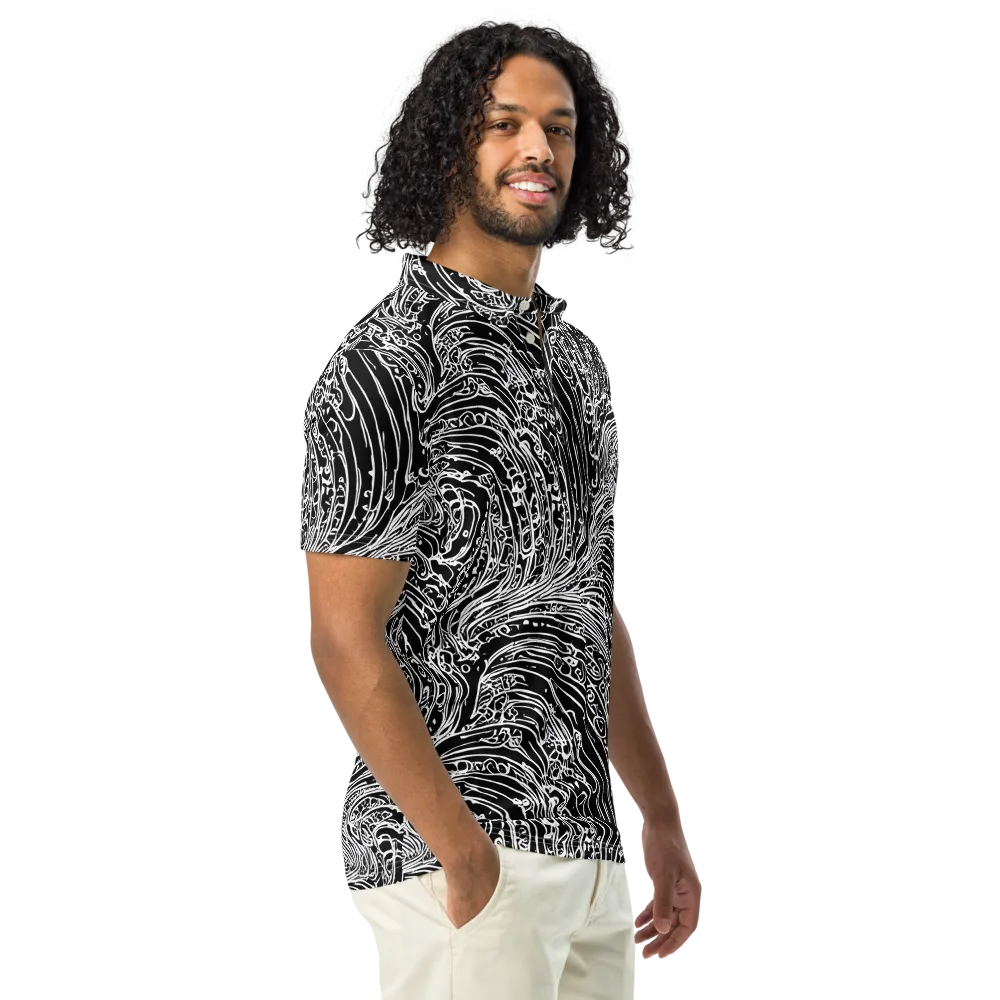 Stellar Tsunami on Men's Slim Fit Polo Shirt — Right Front