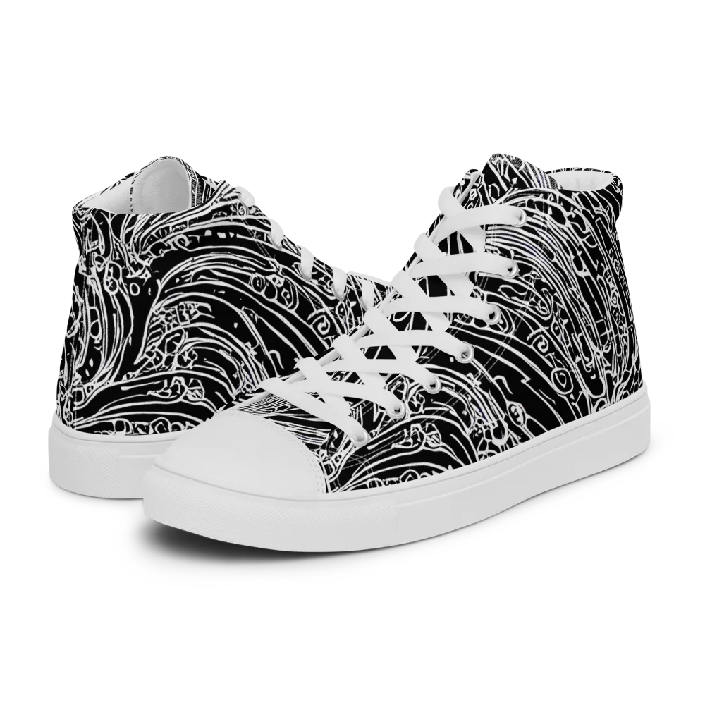 Stellar Tsunami on Men's High Top Canvas Shoes — Left