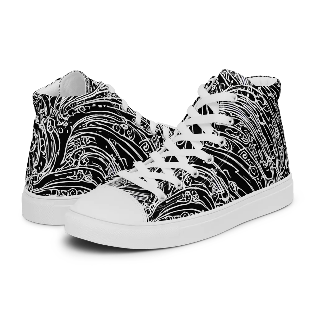 Stellar Tsunami on Women's High Top Canvas Shoes — Left