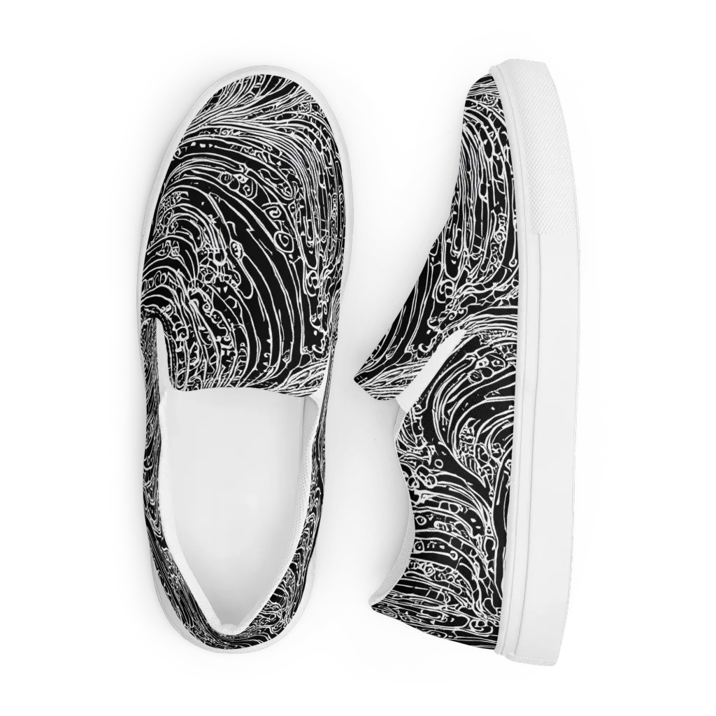 Stellar Tsunami on Men's Slip-On Canvas Shoes — Front