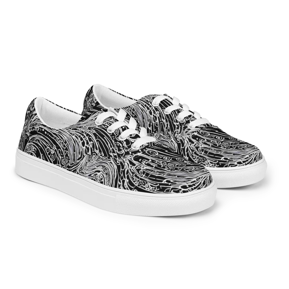 Stellar Tsunami on Men's Lace-Up Canvas Shoes — Right Front
