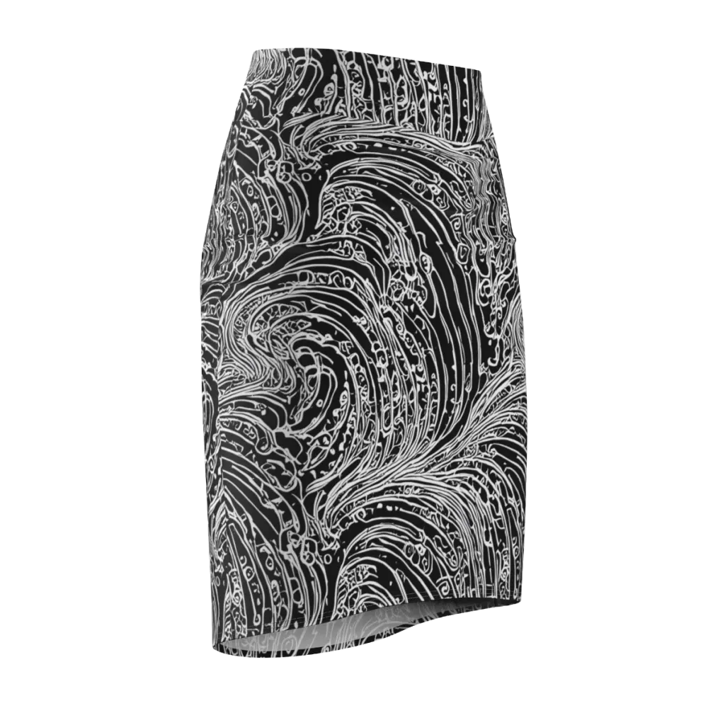 Stellar Tsunami on Pencil Skirt — Front Side