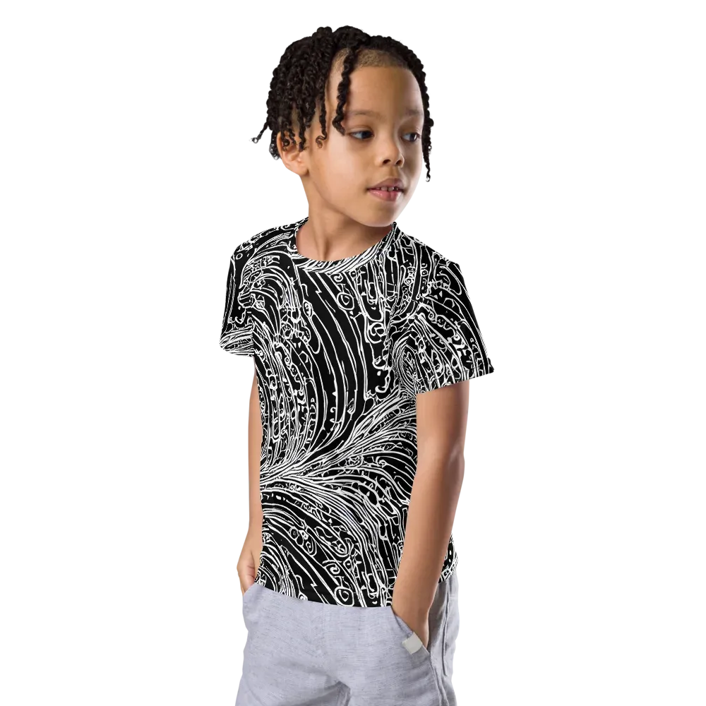 Stellar Tsunami on Kids Crew Neck T-Shirt — Left Front