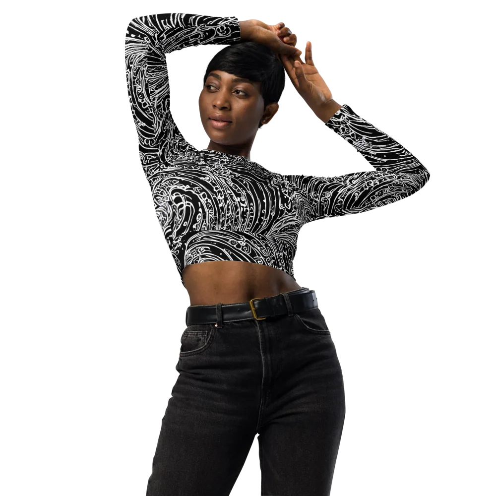 Stellar Tsunami on Long Sleeve Crop Top — Front