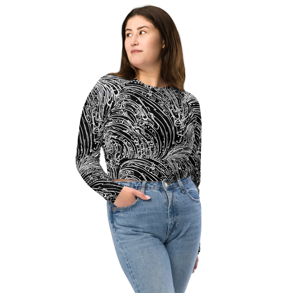Stellar Tsunami on Long Sleeve Crop Top — Front