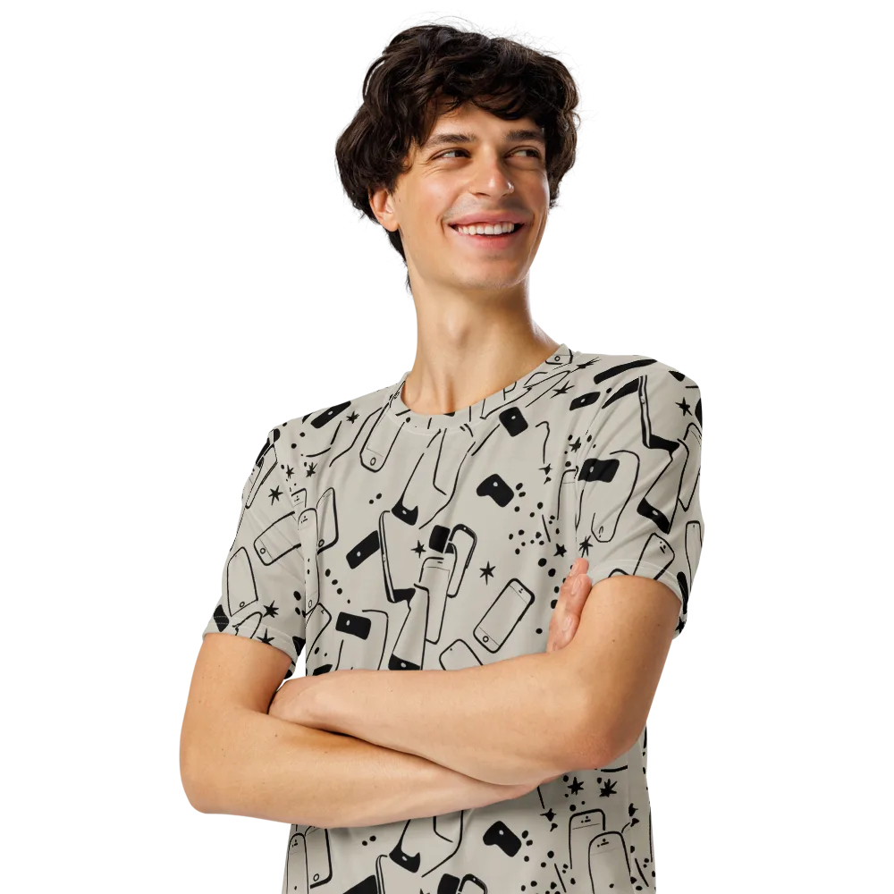 Blackout Call on Men's Crew Neck T-Shirt — Left Front
