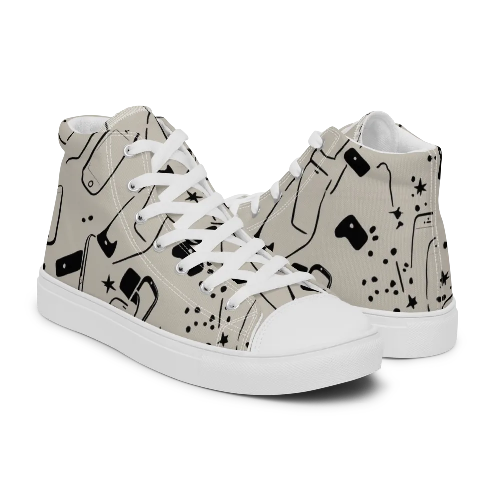 Blackout Call on Men's High Top Canvas Shoes — Right