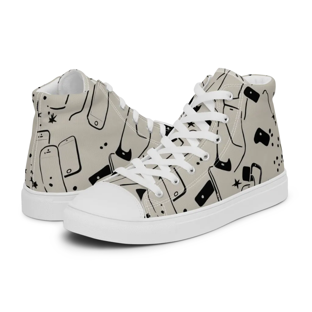 Blackout Call on Women's High Top Canvas Shoes — Left