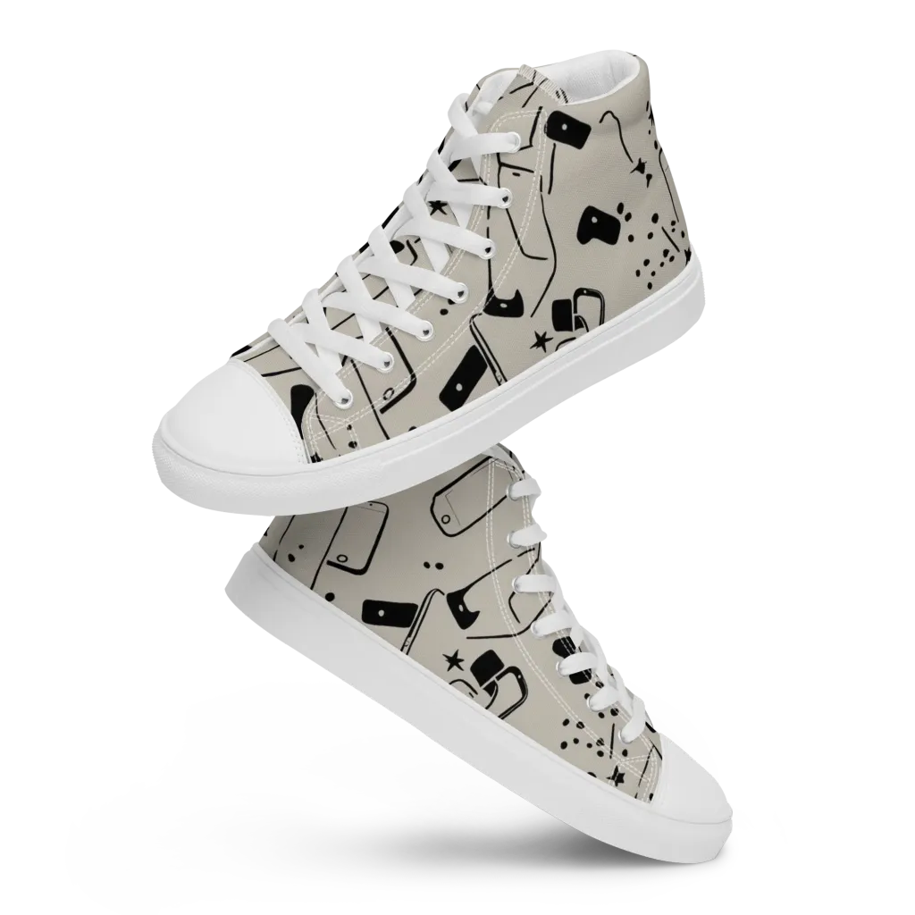 Blackout Call on Women's High Top Canvas Shoes — Front