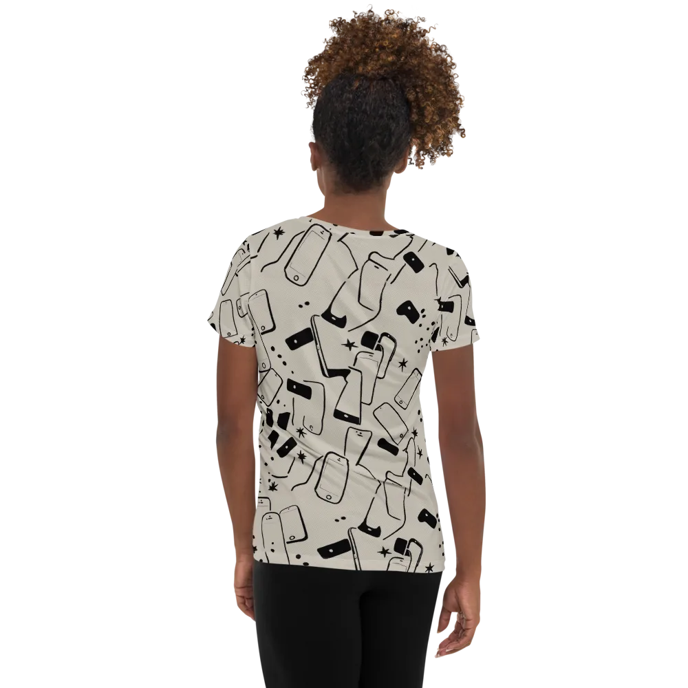 Blackout Call on Women's Athletic T-Shirt — Back