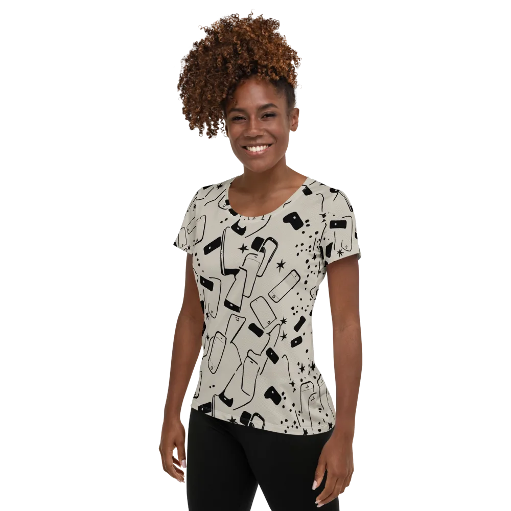 Blackout Call on Women's Athletic T-Shirt — Left