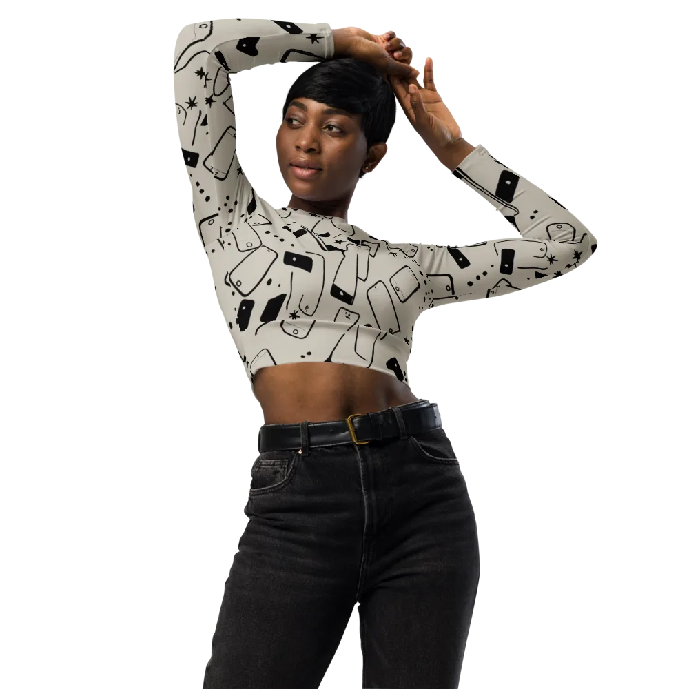 Blackout Call on Long Sleeve Crop Top — Front