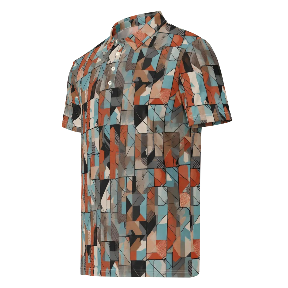 Copper Geometry on Men's Slim Fit Polo Shirt — Left Front